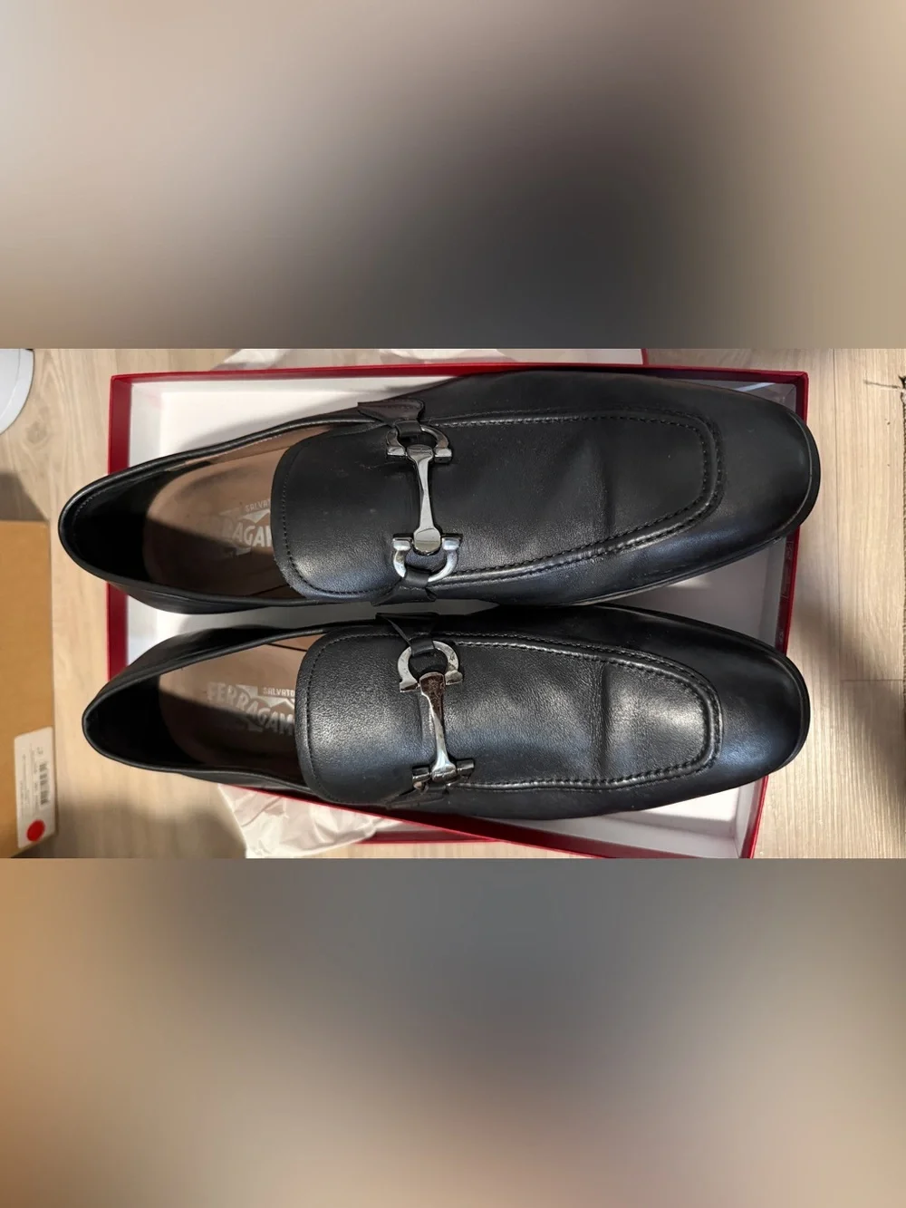 Salvatore Ferragamo Black Leather Bit Slip-On Loafers